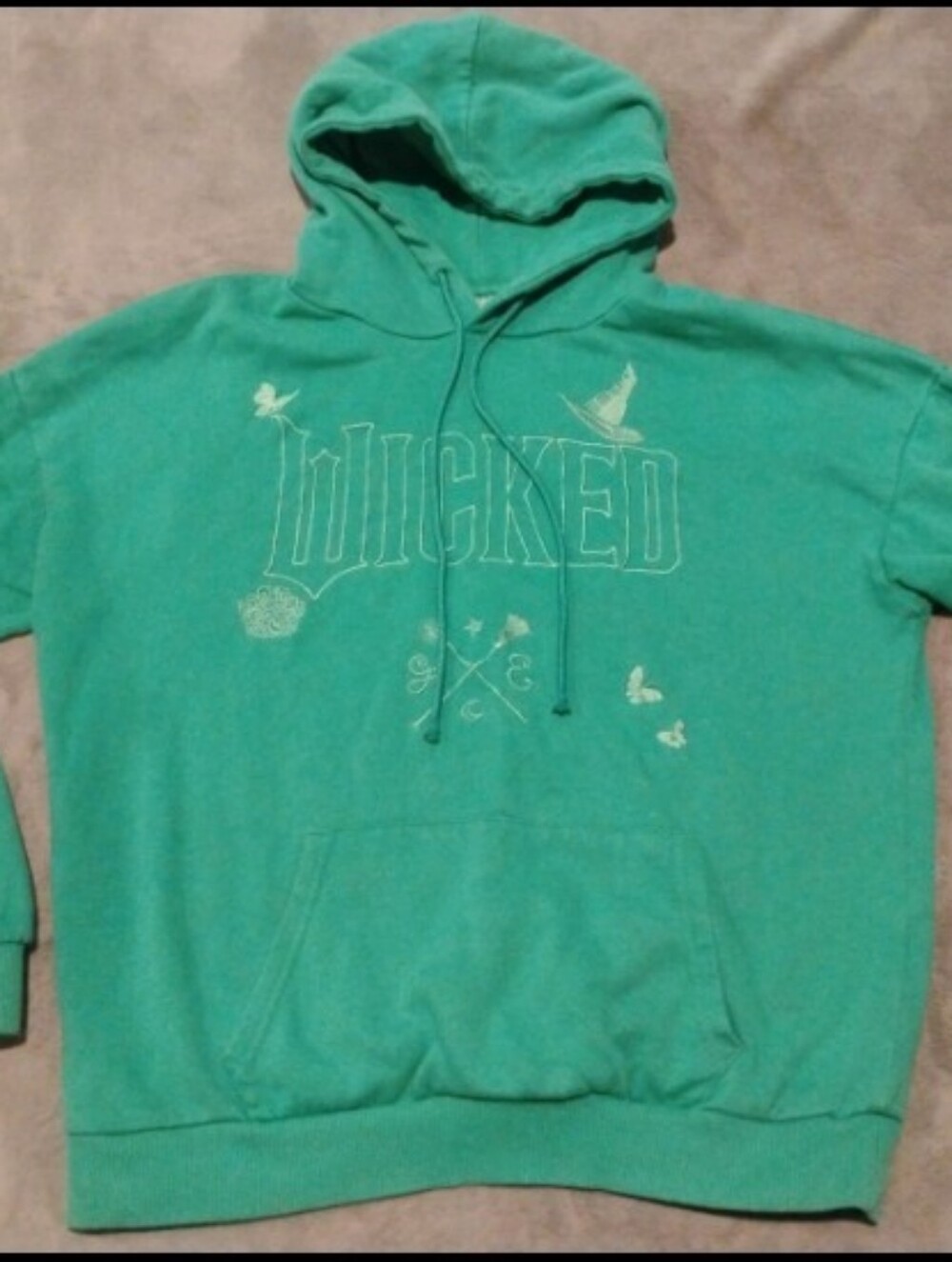 Wicked Movie Embroidered Icons Hoodie Green - Size M
